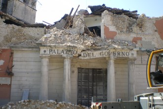 The prefettura di L'Aquila after the earthquake