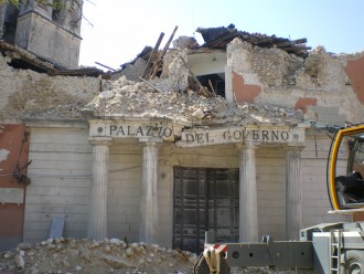 The prefettura di L'Aquila after the earthquake